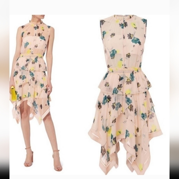 Self-Portrait Asymmetric Graphic Floral-Print Dress - Picture 9 of 9